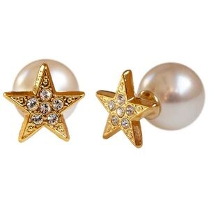 KATE SPADE NEW YORK SOMETHING SPARKLY GOLD STAR PEARL BACKED EARRINGS